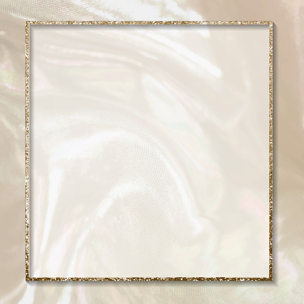 Beige and gold glitter frame vector