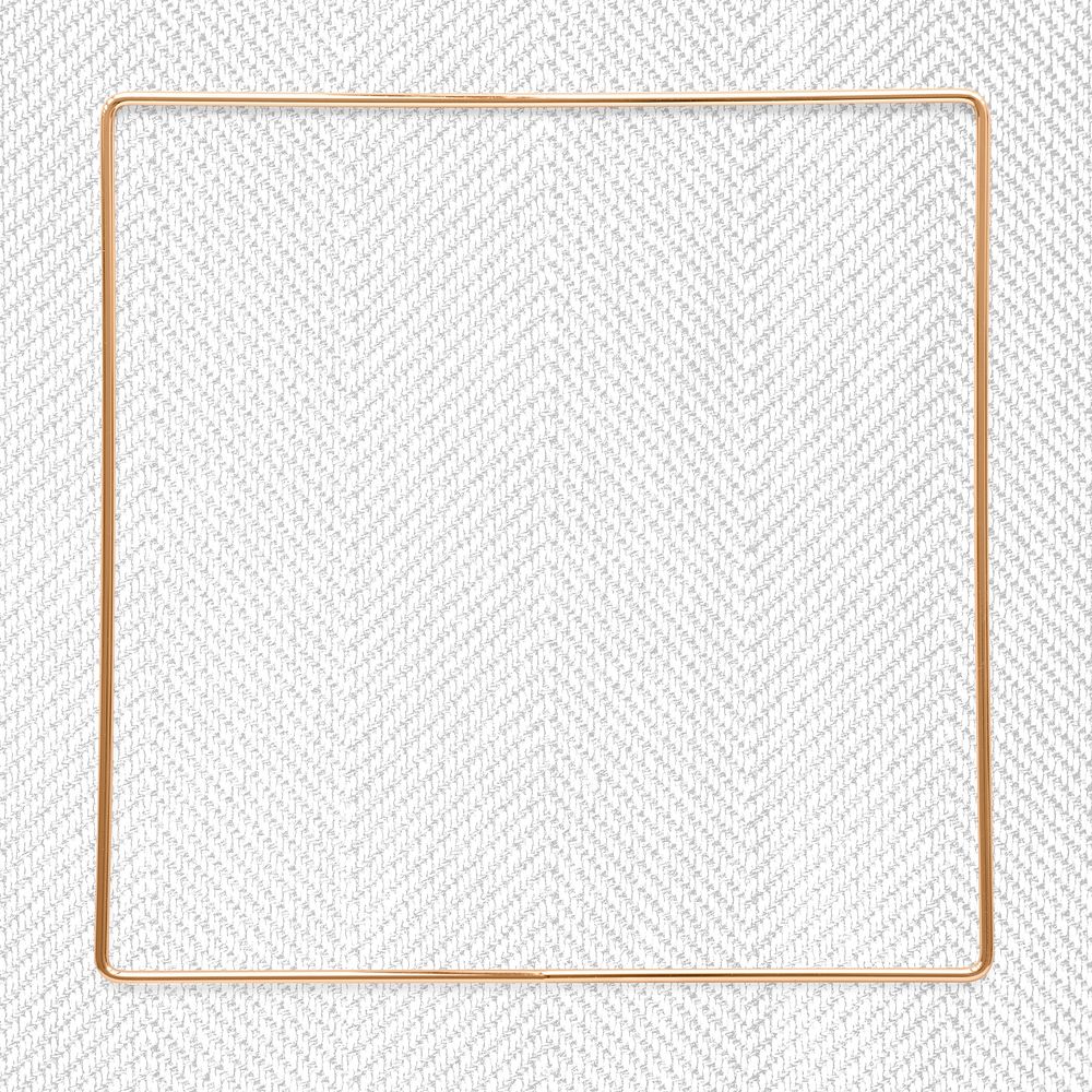 Square gold frame on a gray textured background