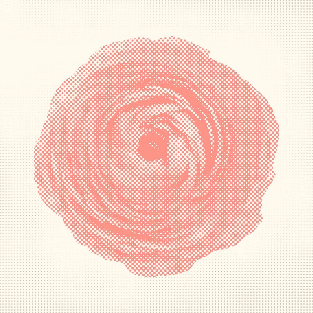 Halftone pink ranunculus sticker overlay