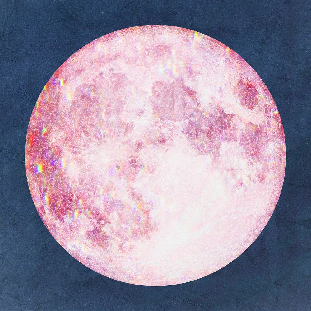 Pink holographic full moon design element