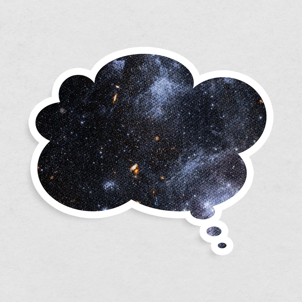 Galaxy textured thought bubble sticker design element