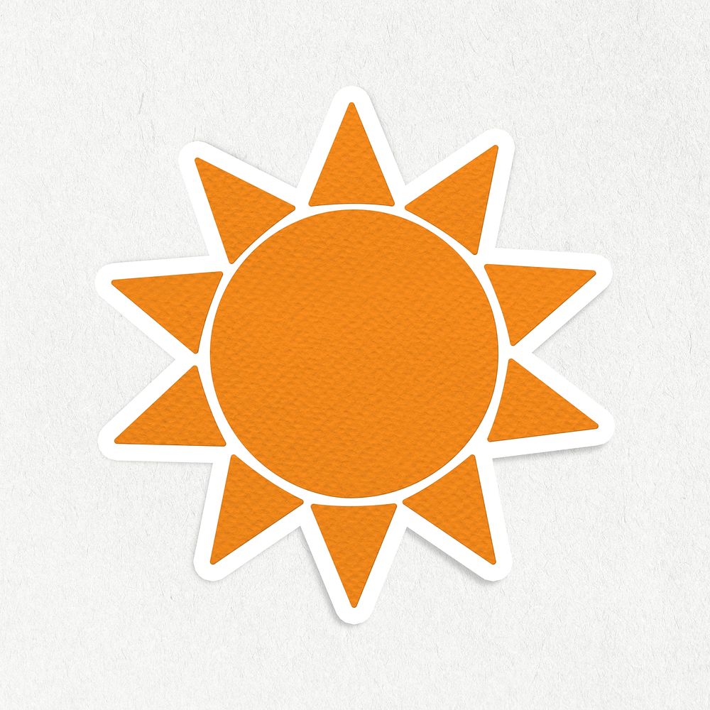 Orange textured paper sun sticker design element