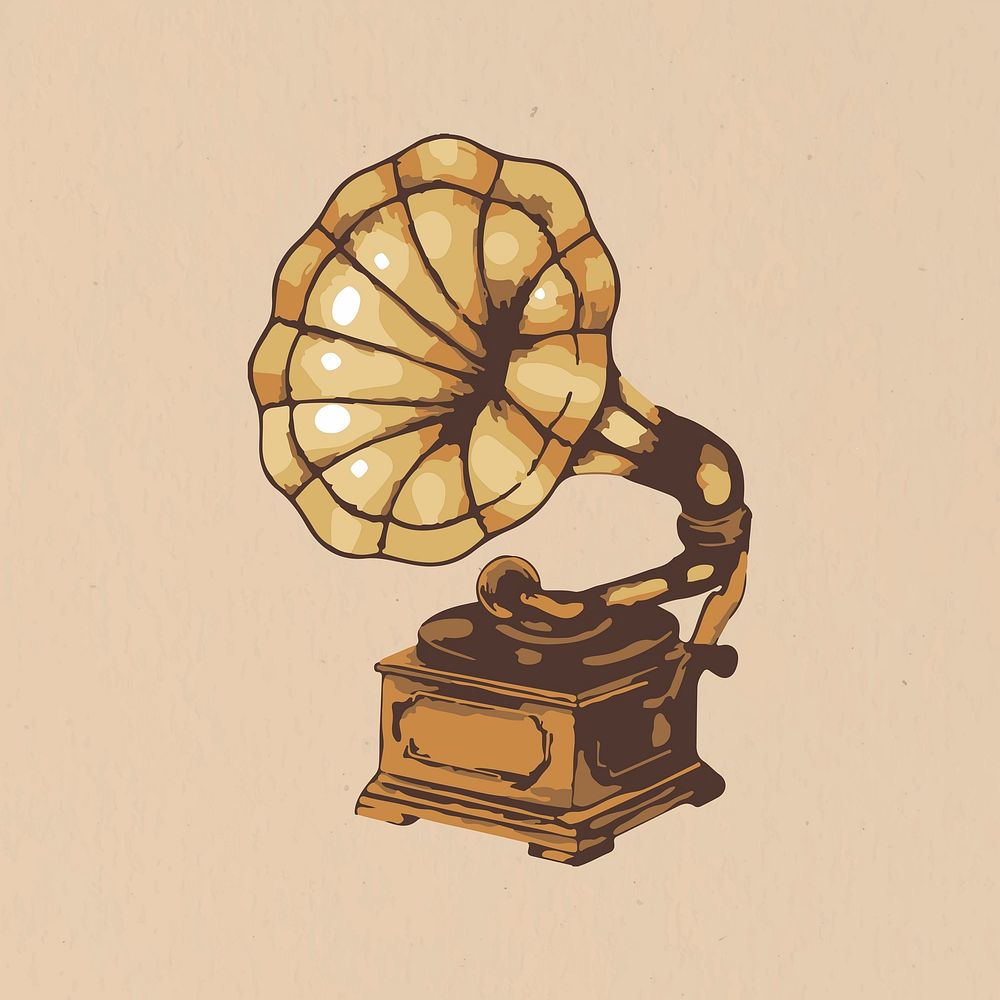Vectorized vintage Gramophone design element