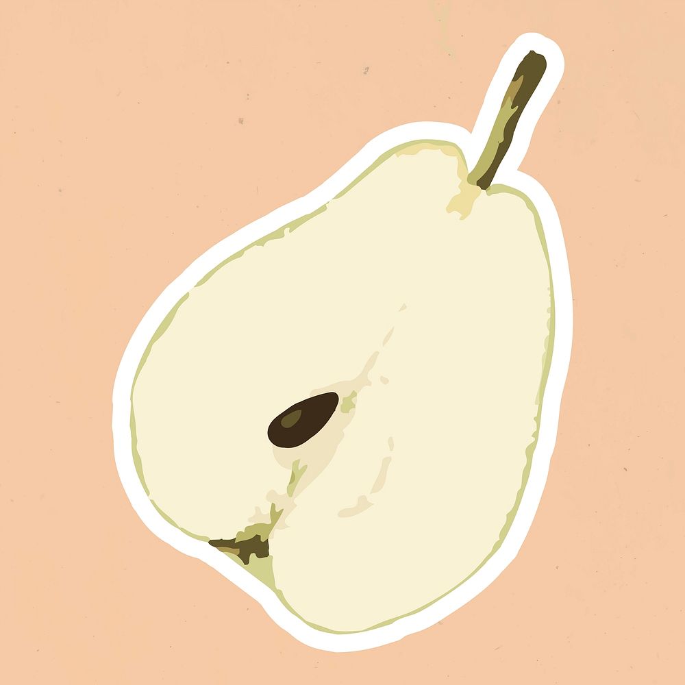 Vectorized pear sticker overlay with white border design resource