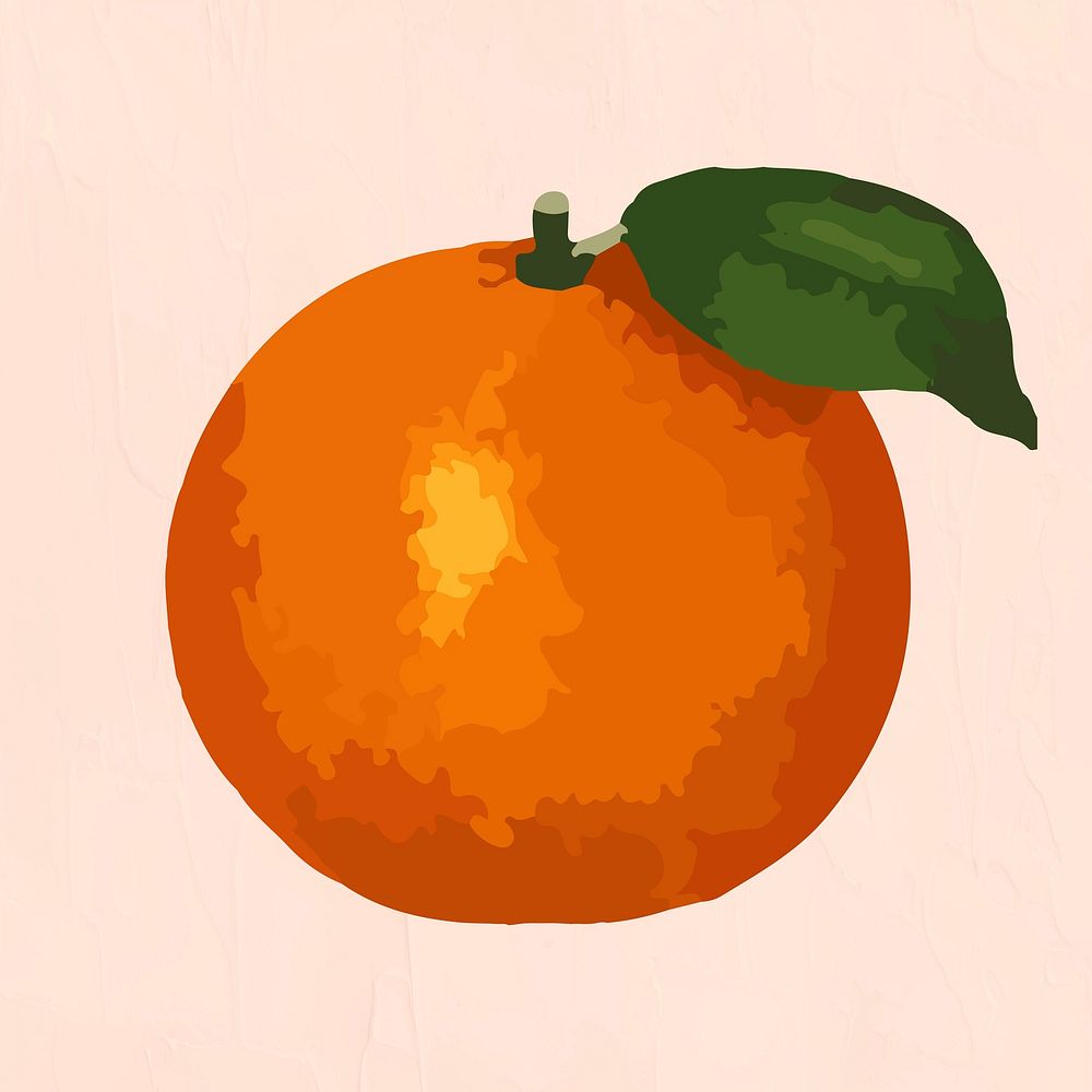 Hand drawn vectorized tangerine orange sticker design resource