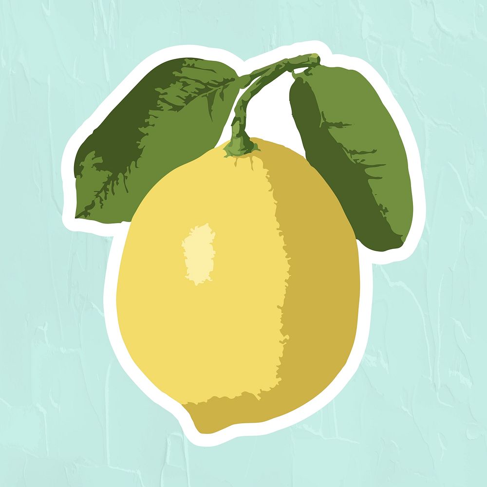 Vectorized yellow lemon sticker overlay with white border design resource
