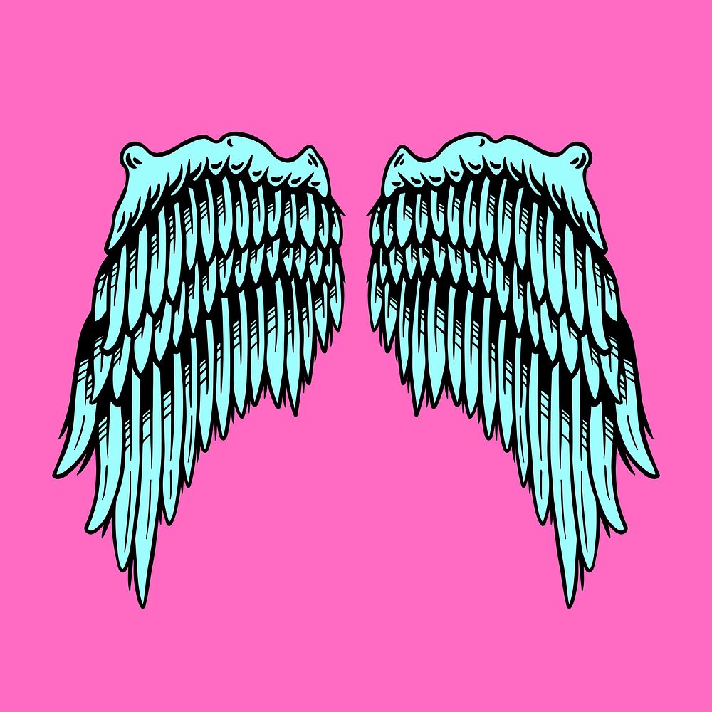 Turquoise wings sticker overlay vector