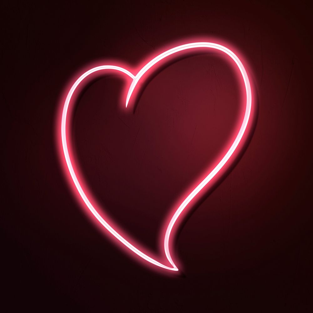 Neon red heart sticker overlay design resource 