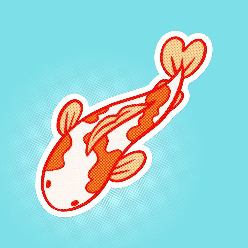 Cute cartoon Koi carp fish sticker with a white border