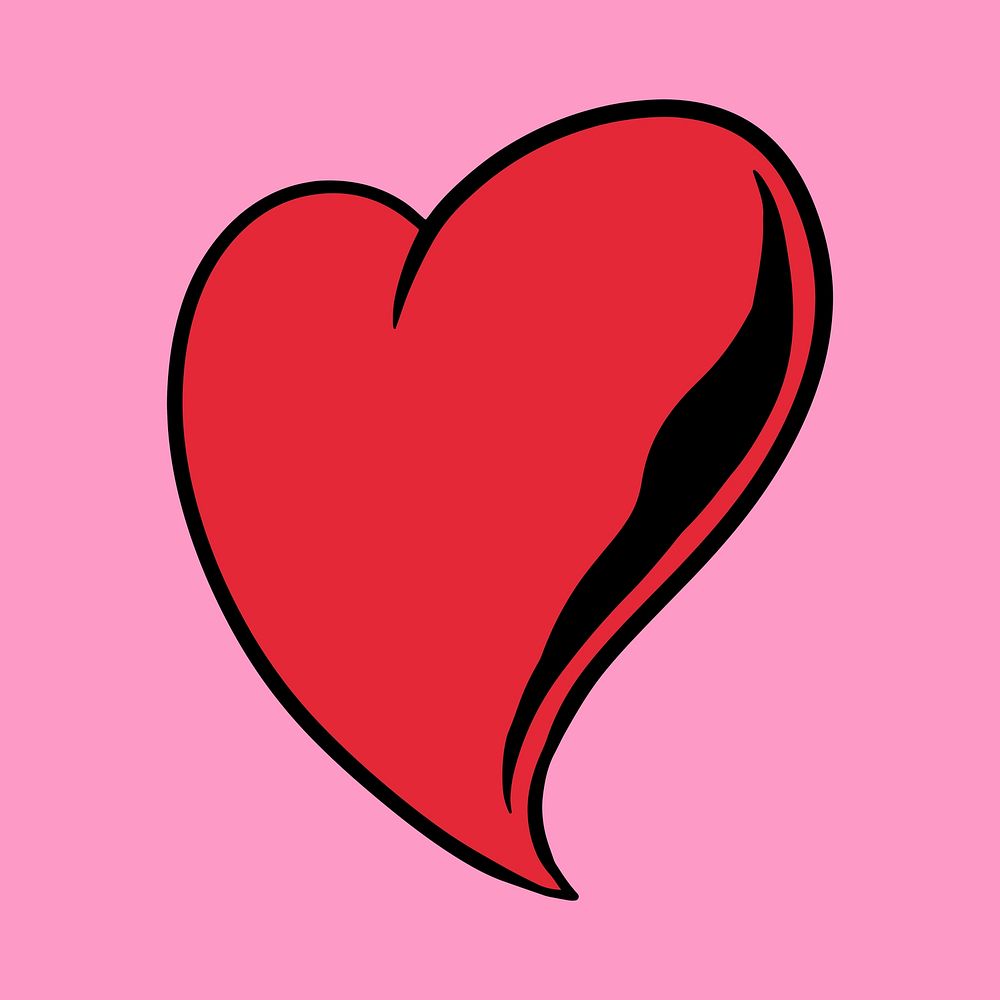 Red heart sticker on a pink background vector