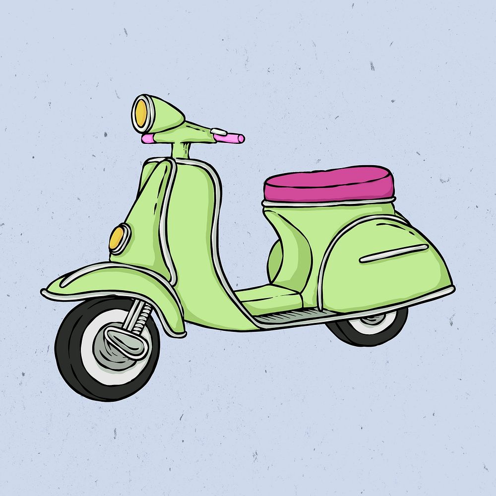Lime green vintage scooter sticker psd