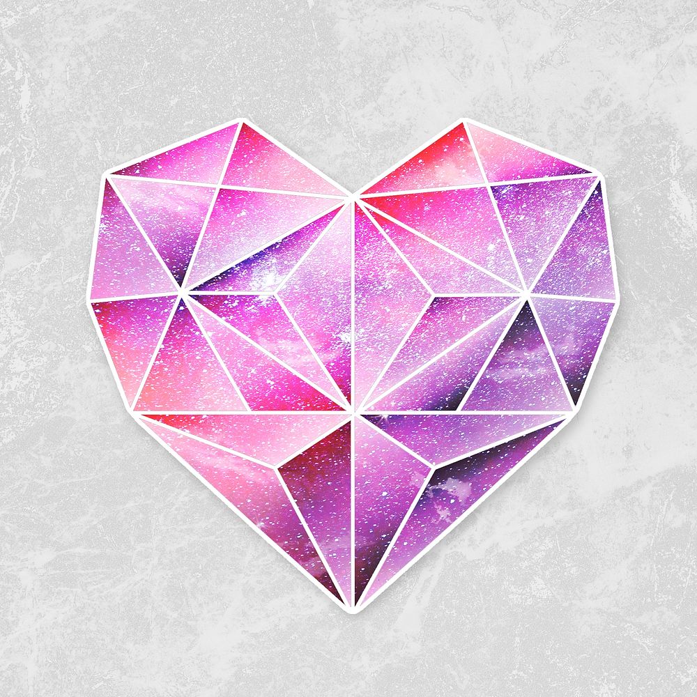 Pink galaxy patterned geometrical shaped heart design element