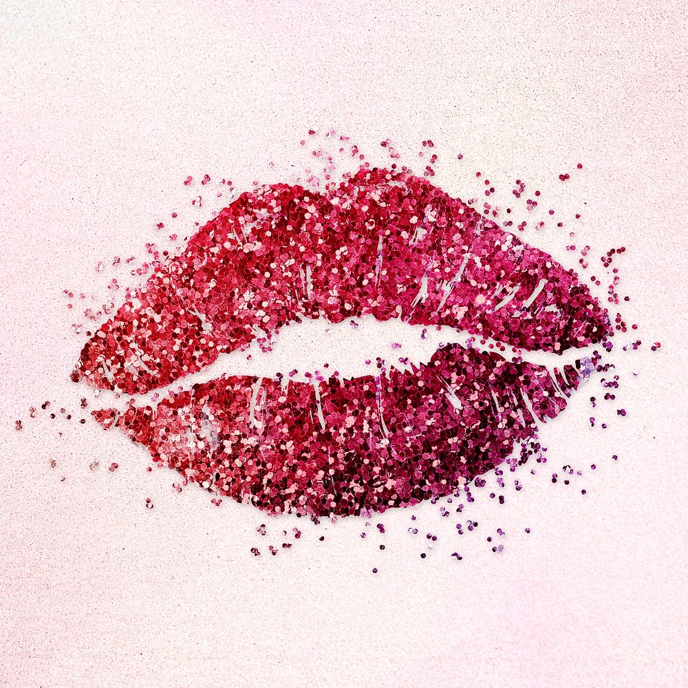 Glitter red lips design element