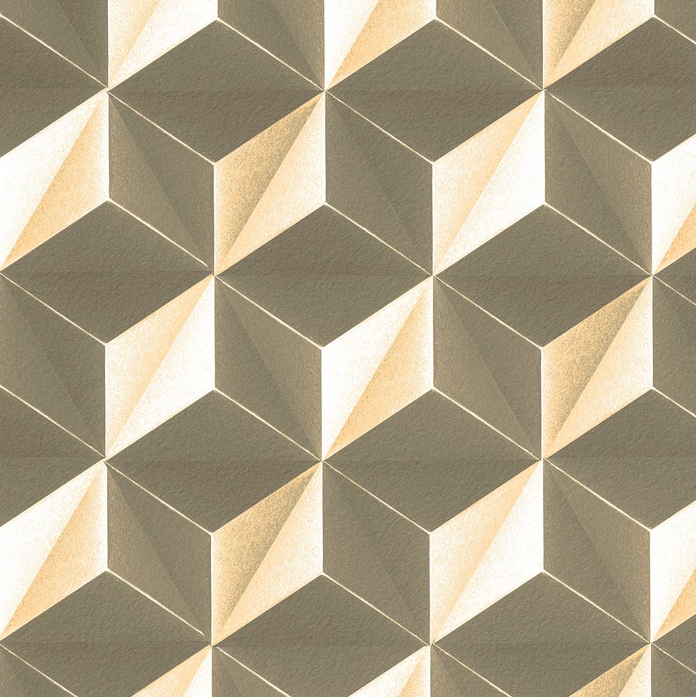 3D gold paper craft tetrahedron patterned background