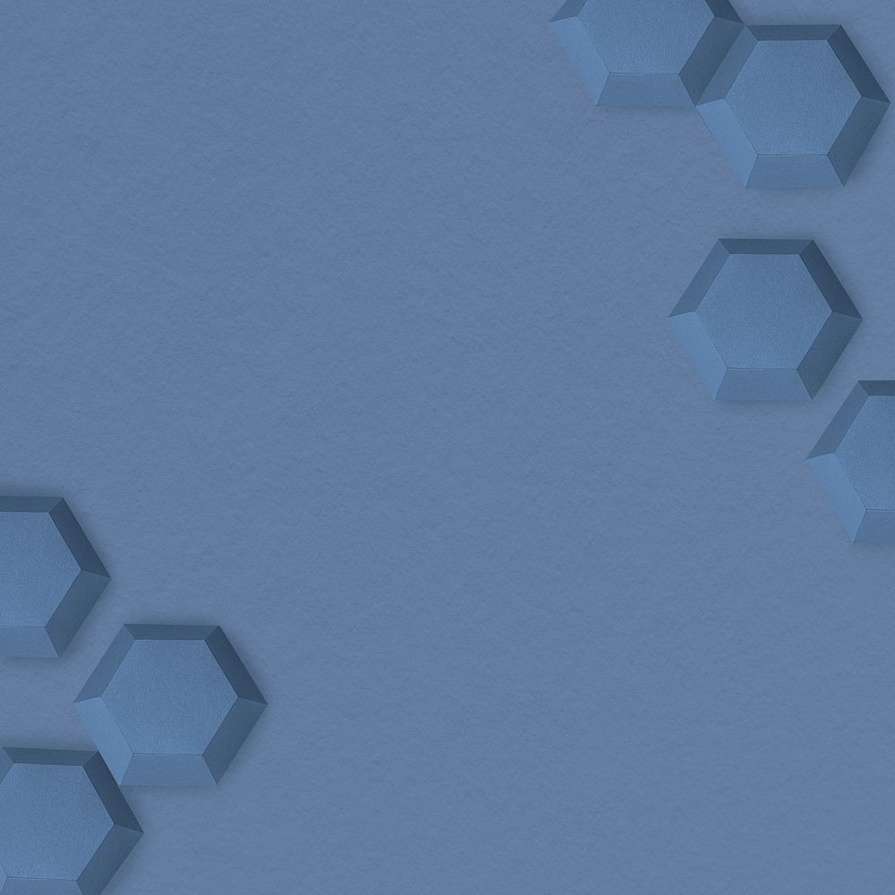 Blue paper craft hexagon patterned template
