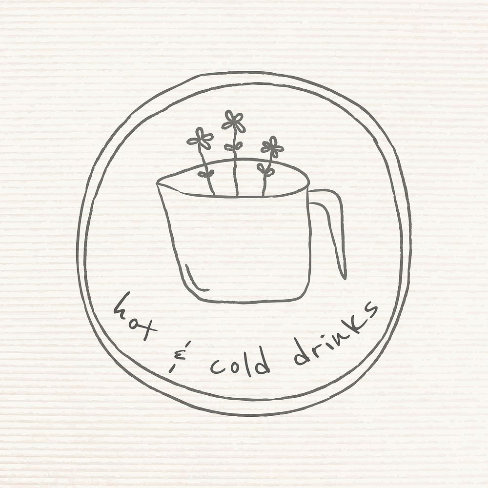 Hot and cold drink doodle journal sticker vector