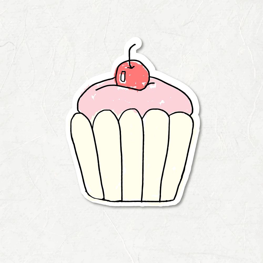 Cute cherry cupcake doodle style journal vector