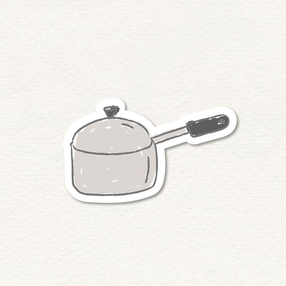 Doodle stainless steel saucepan sticker vector