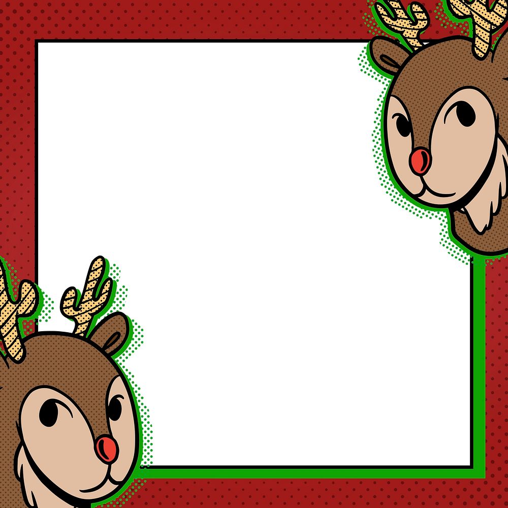 Reindeer on square frame design resource vector