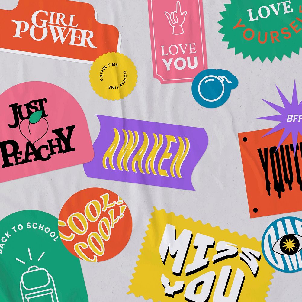 Retro word sticker colorful vector background paper texture