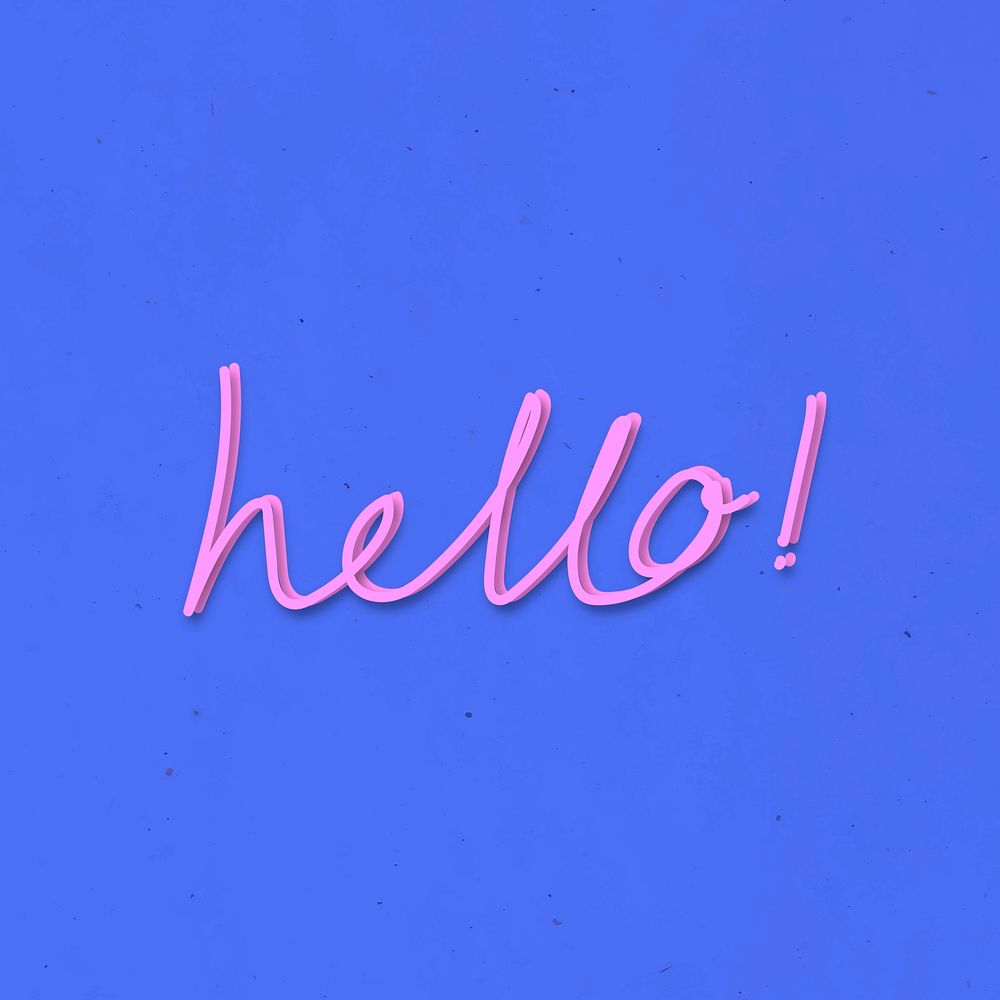 Pink hello doodle typography on a blue background vector
