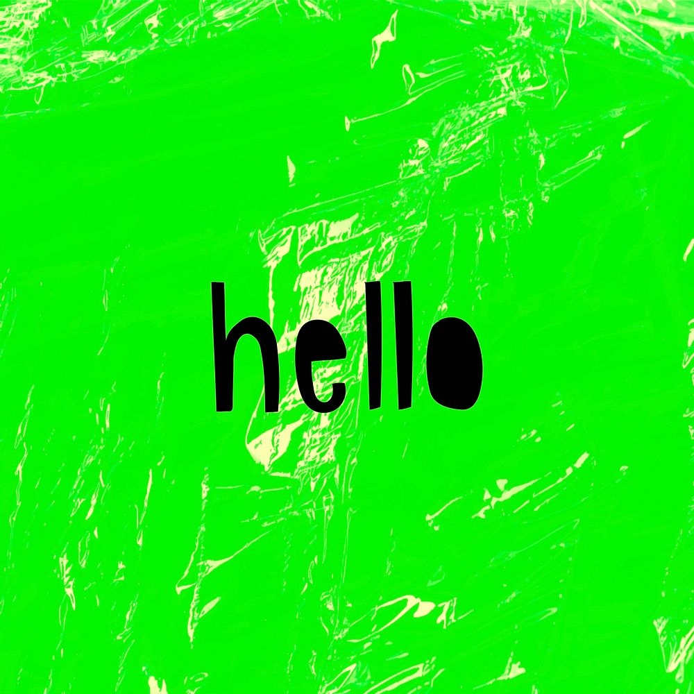 Black hello greetings typography on a neon green background vector 