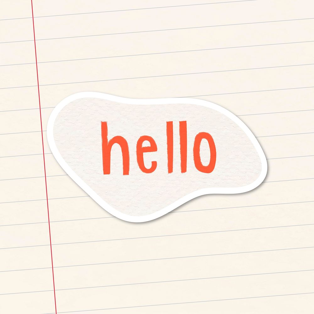 Orange hello greetings typography sticker design resource vector
