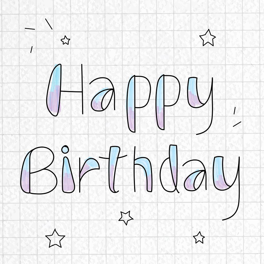 Happy birthday typography on grid patterned background vector