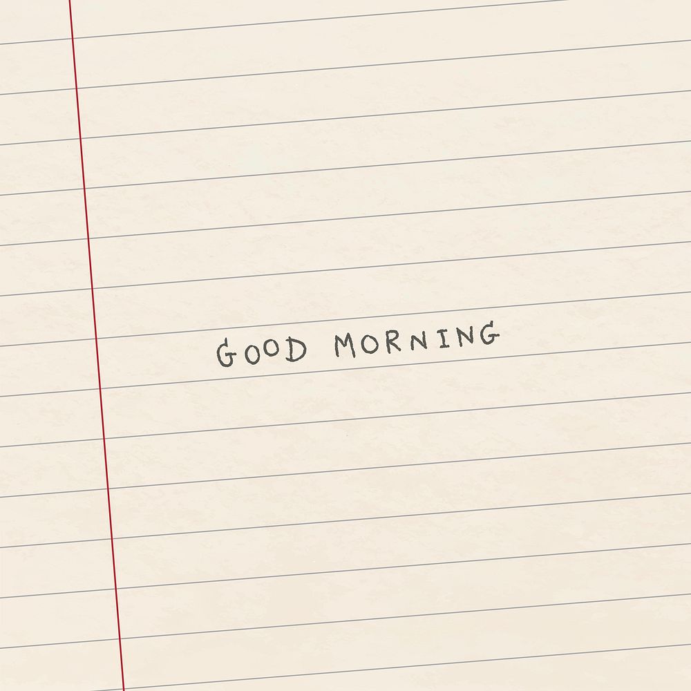 Stylish good morning word on lined paper background vector