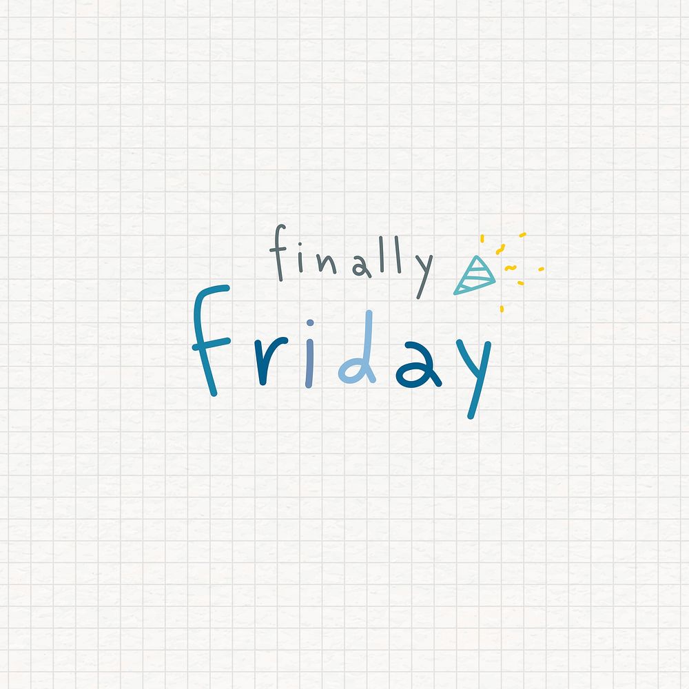 Finally Friday weekday typography on a grid background vector 