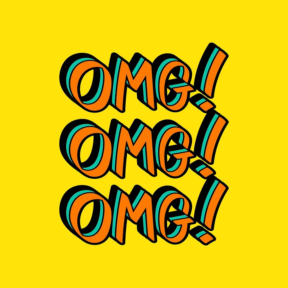 OMG typography illustrated on a yellow background vector 