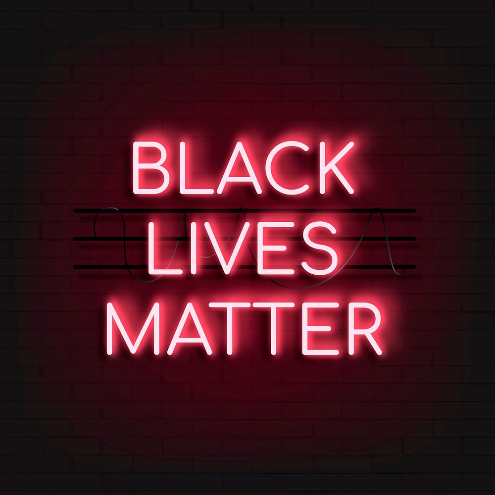 Black Lives Matter red neon glow social media post