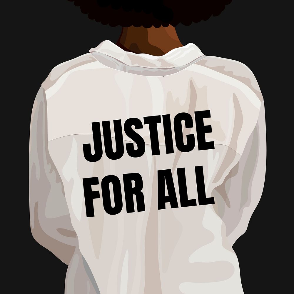 Justice for all quote BLM movement illustration social media post