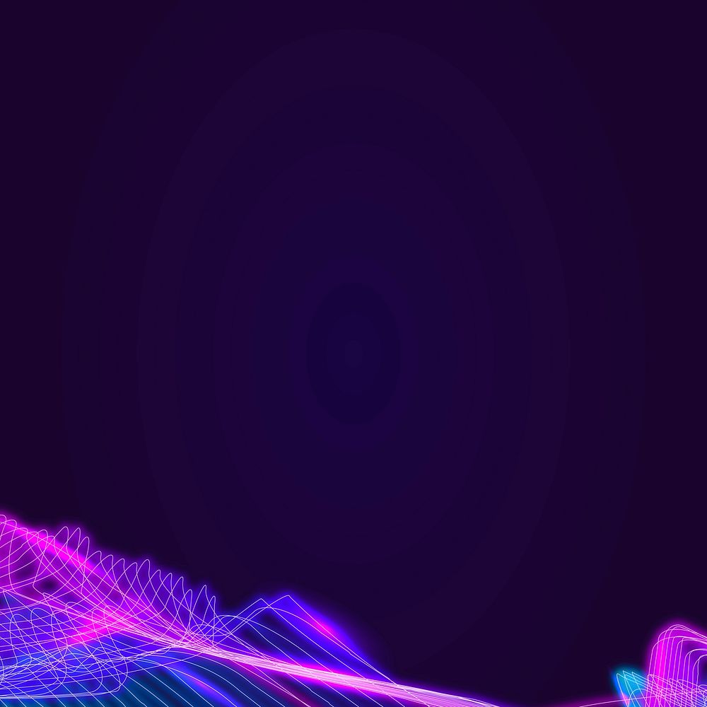 Neon synthwave  border on a squared dark purple template vector