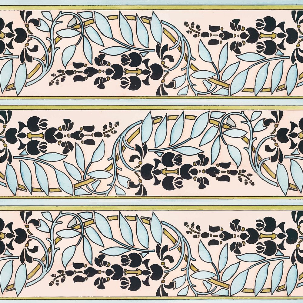 Art nouveau wisteria flower pattern background vector