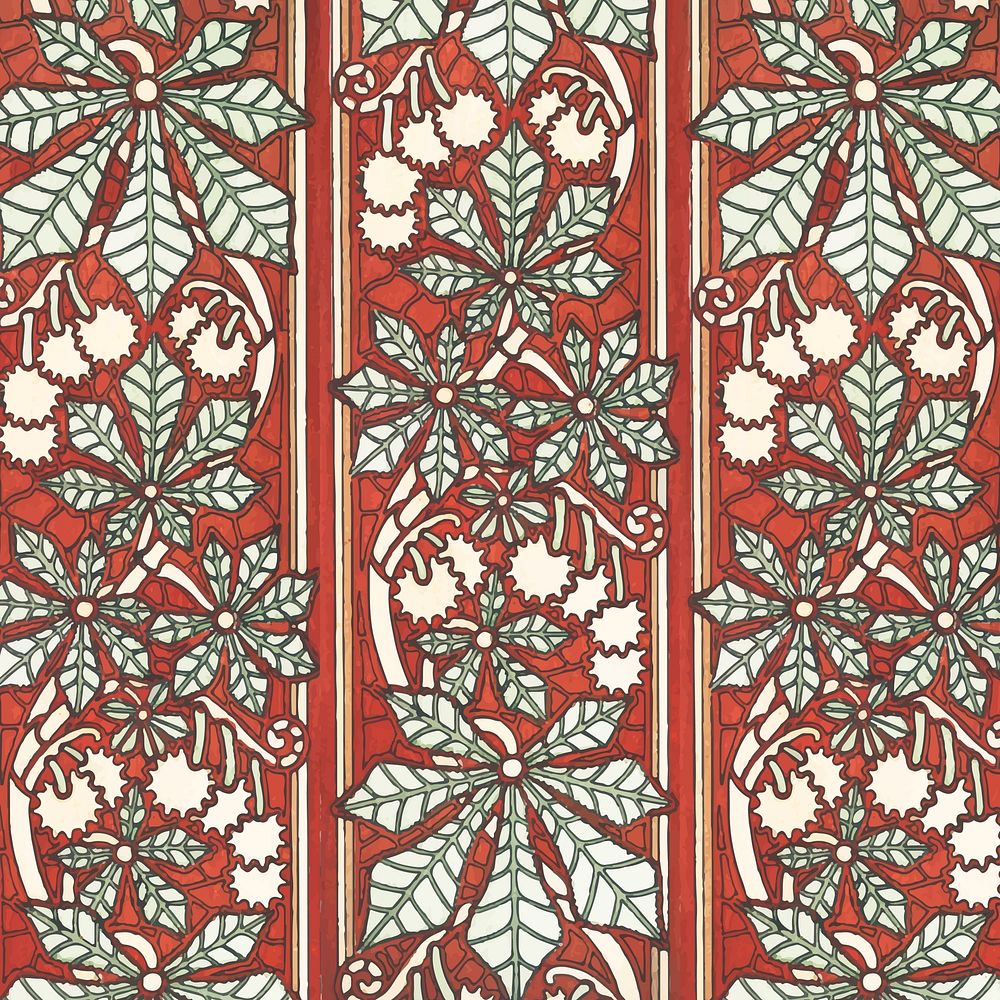 Art nouveau chestnut flower pattern background vector