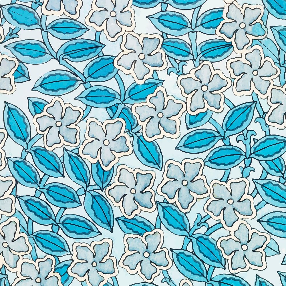 Art nouveau periwinkle flower pattern background vector