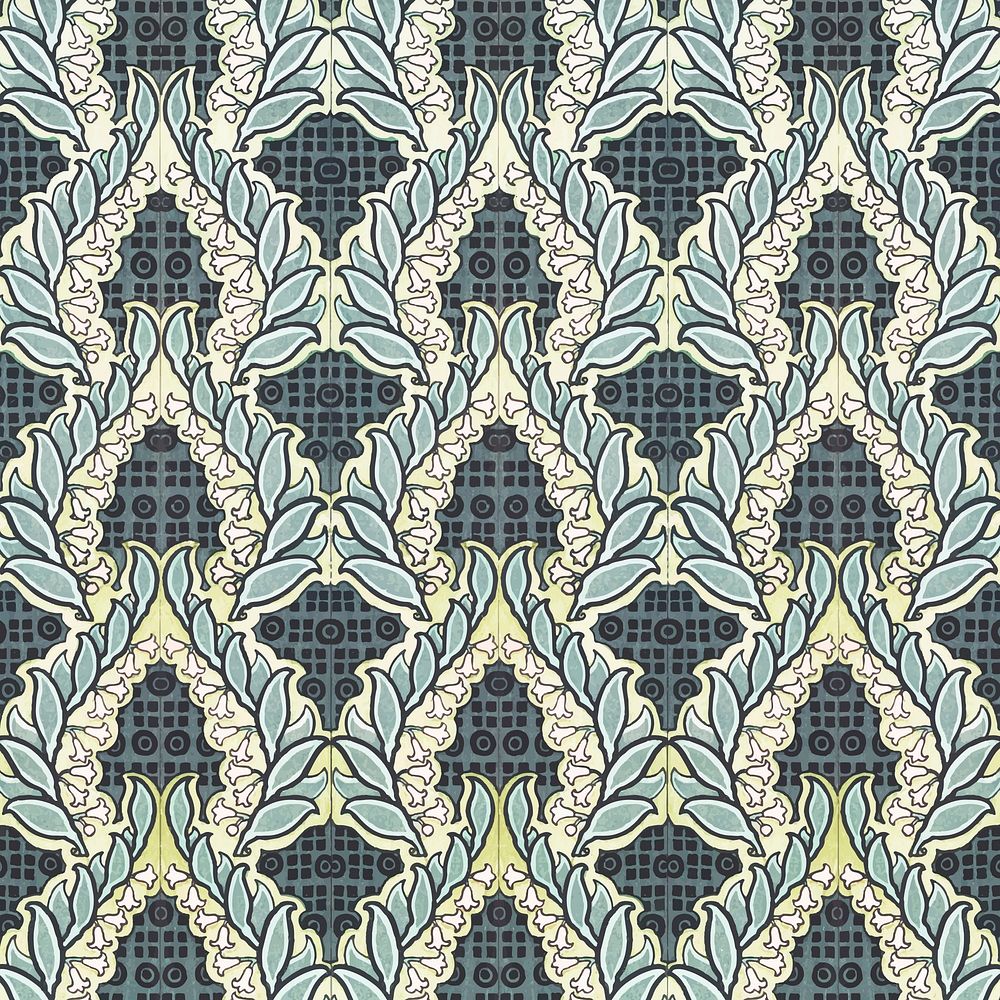 Art nouveau solomon's seal flower pattern background vector