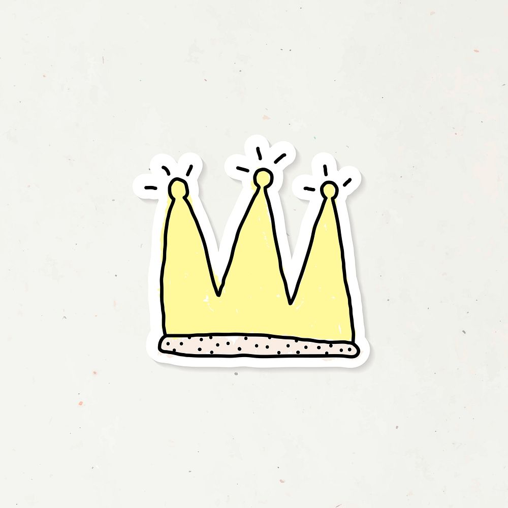 Doodle crown journal sticker with a white border on a beige background vector