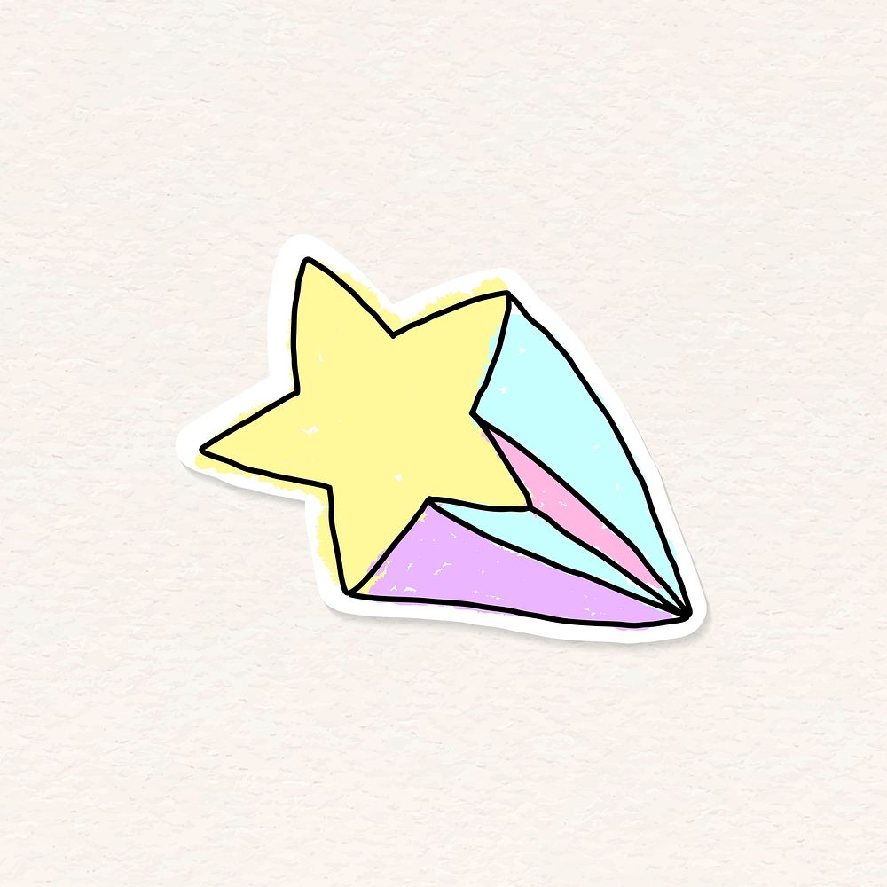 Doodle sastel shooting star journal sticker with a white border on a beige background vector