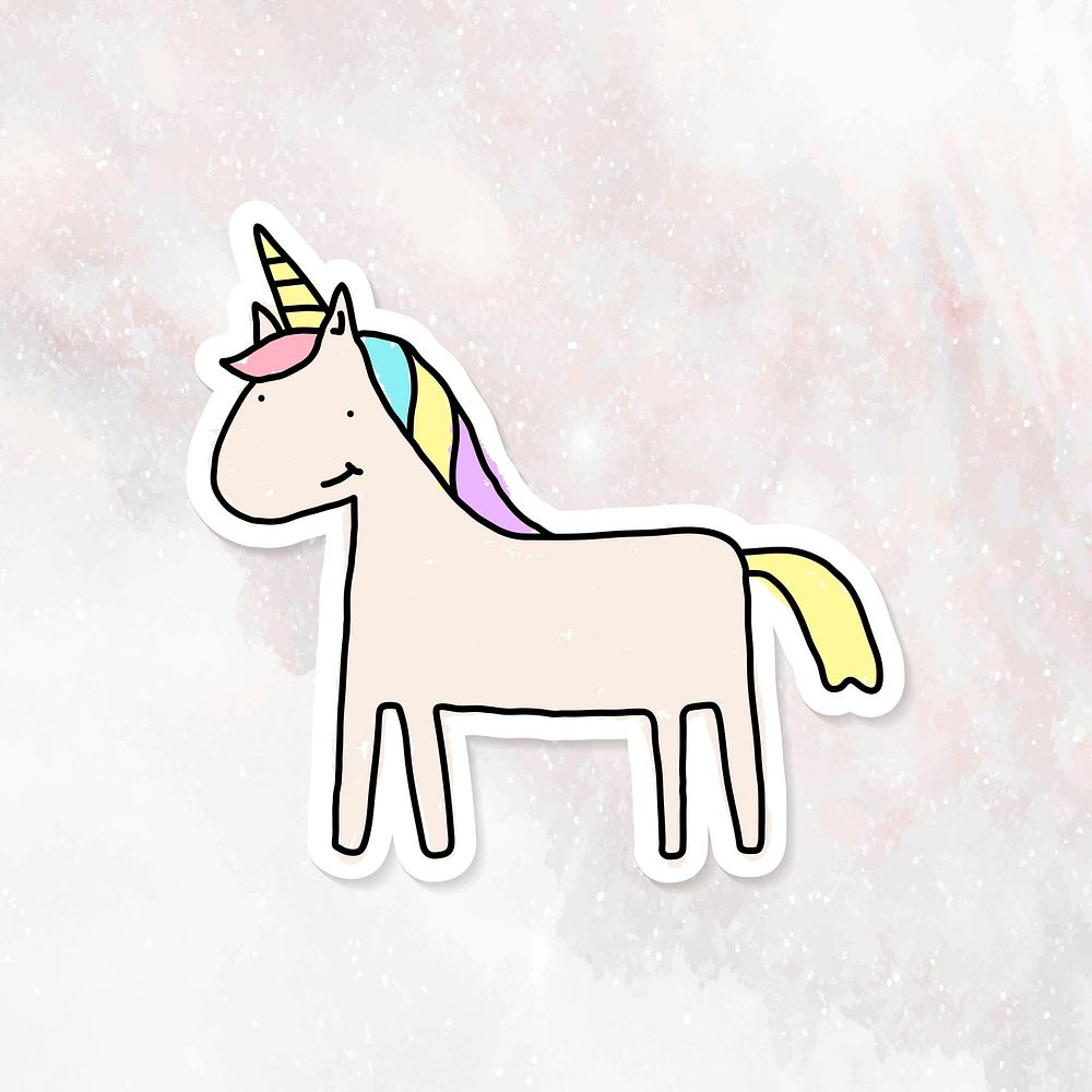 Cute pastel unicorn journal sticker on a marble background vector