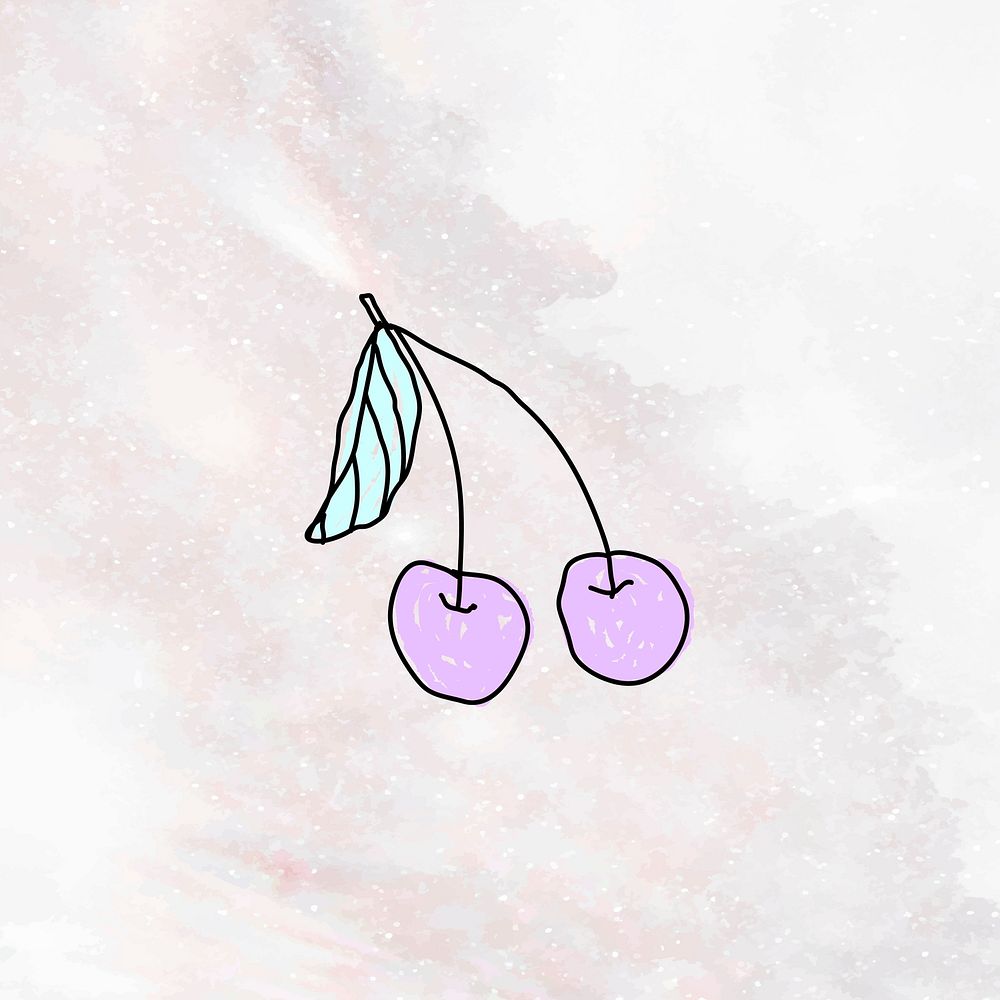Hand drawn purple cherry on a marble background vector