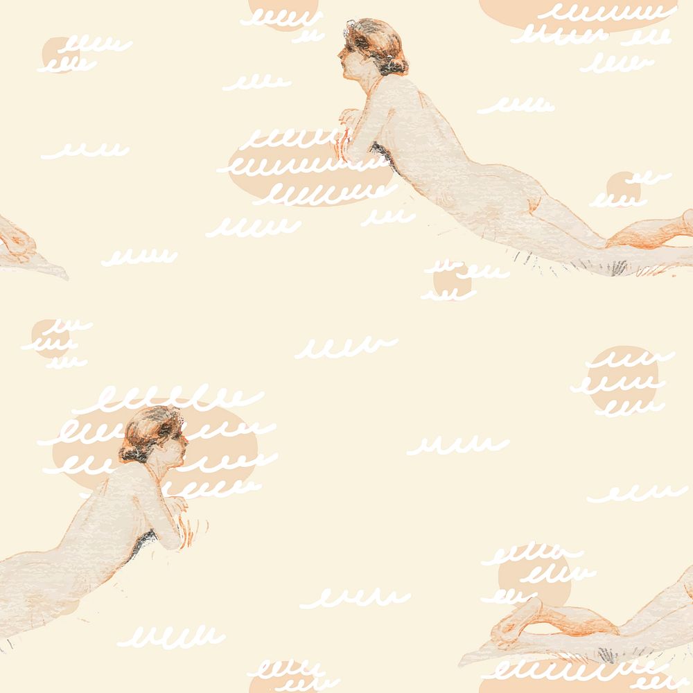 Drawing women patterned background vector