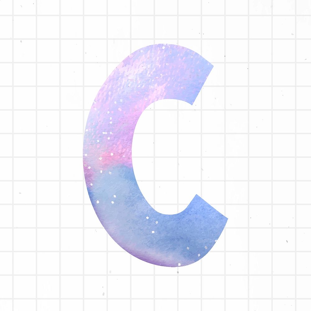 Watercolor c font lettering vector cute