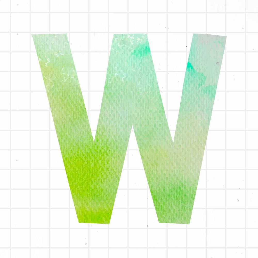 Watercolor w font lettering vector