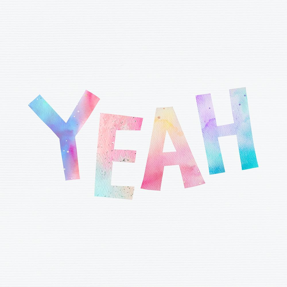 Pastel yeah word typography vector