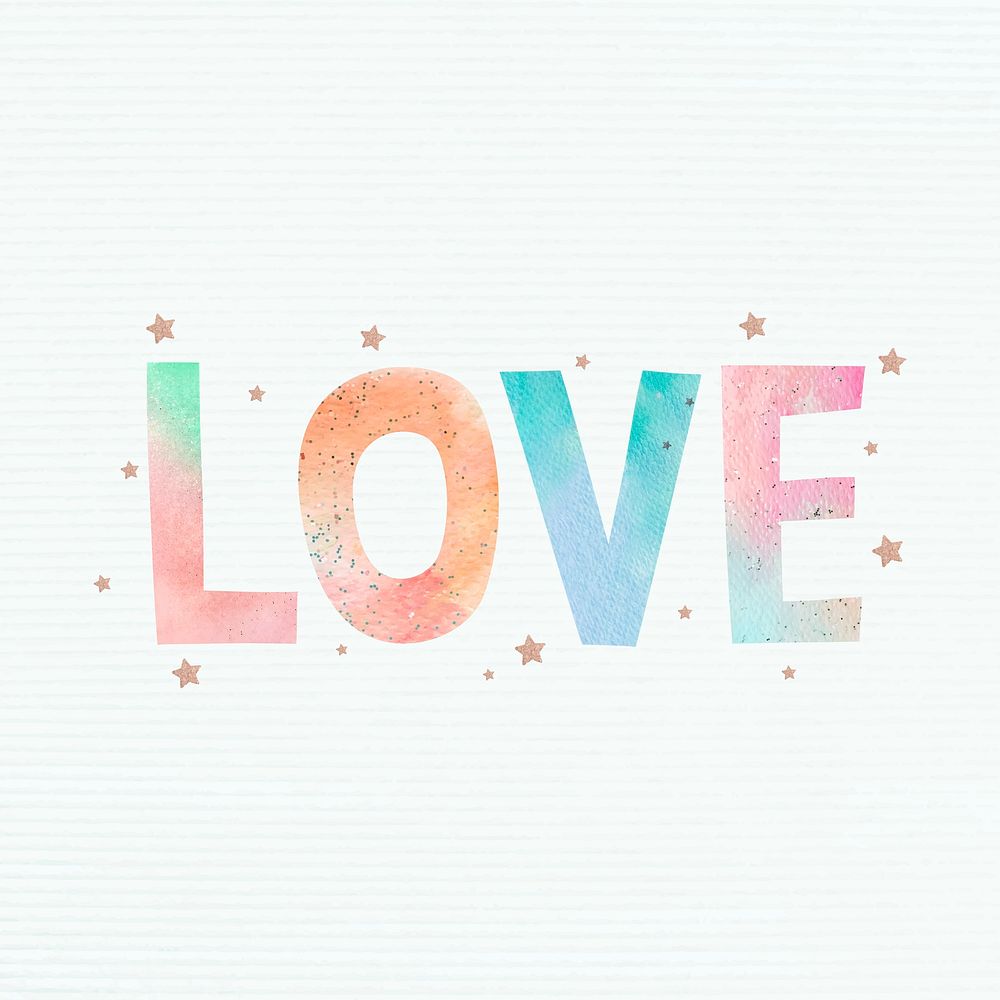 Psd pastel love word typography