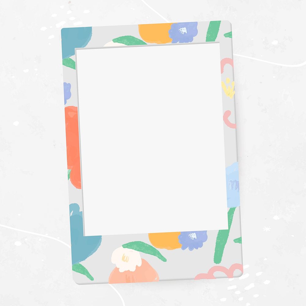 Vector flower decorated instant camera frame design space