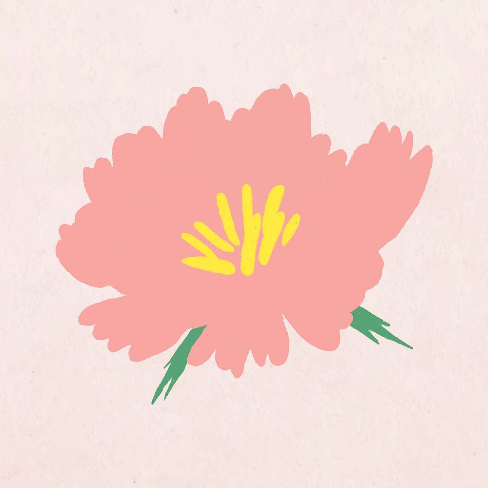 Pink flower hand drawn vector botanical illustration
