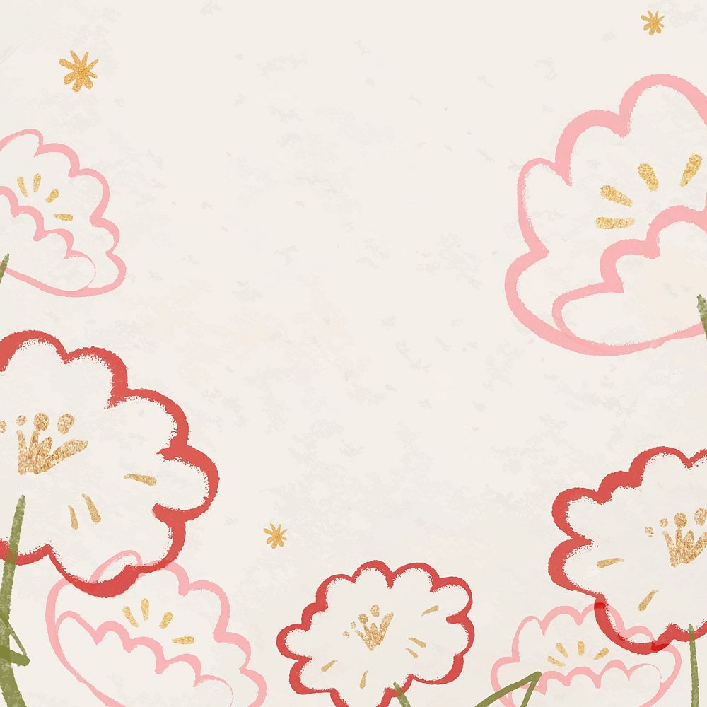 Red and pink blossom background vector design space